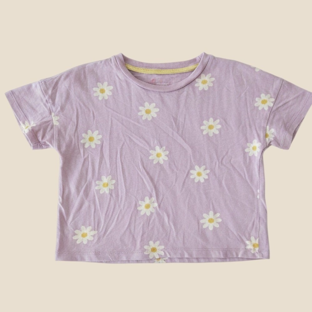 Boden Kids Lavender Purple Daisy Floral Cotton Slub T-Shirt Size 7-8Y 128cm